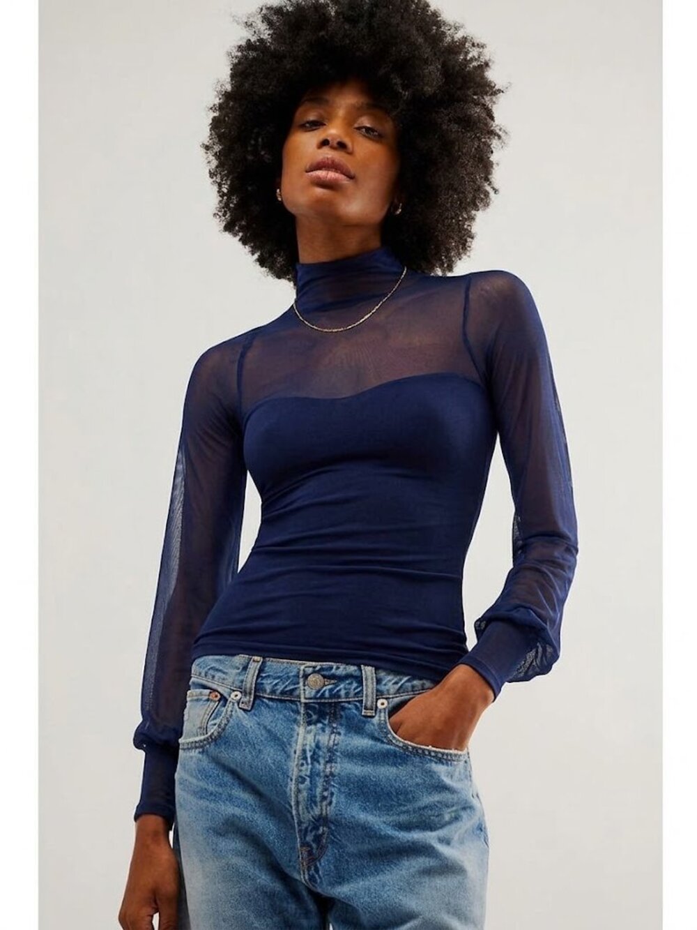 Free People Lighten Up Sheer Sweetheart Top Size L/XL